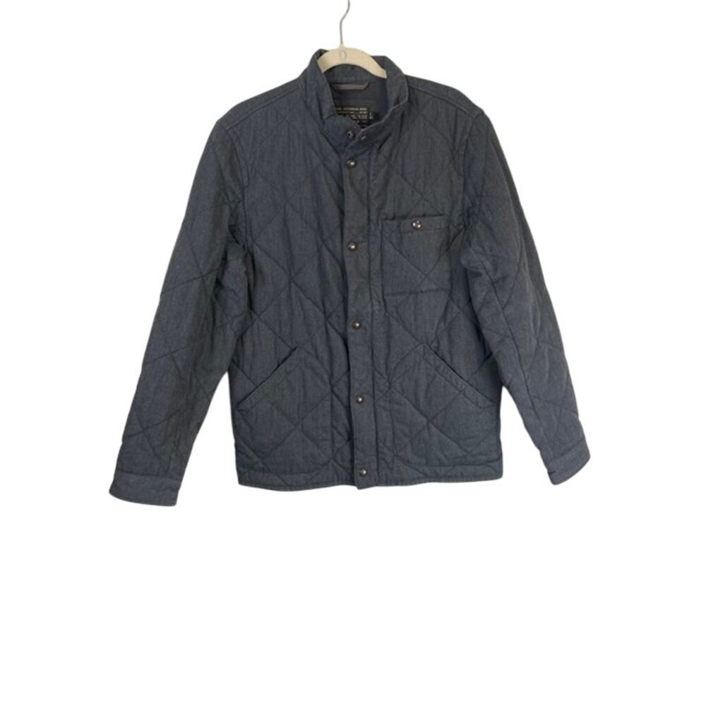 J. Crew Men's "Sussex" quilted jacket in charcoal gray.